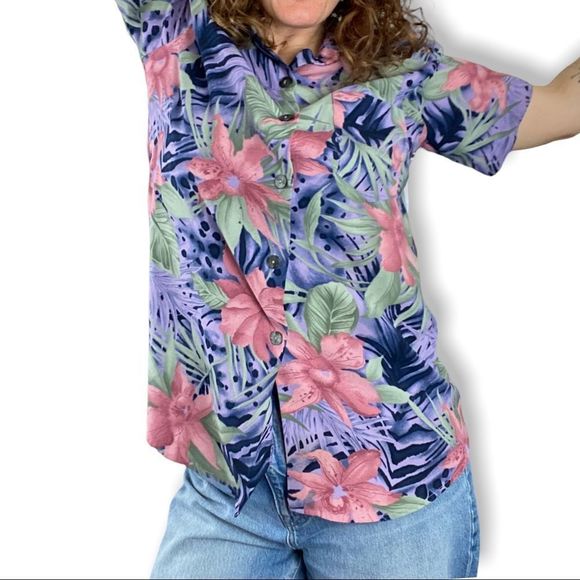 Kathy Che Floral Blouse Vintage 90s Y2K - Picture 3 of 9